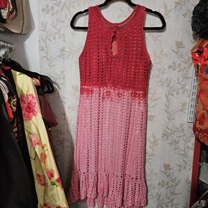 Red and Pink Crochet Dress